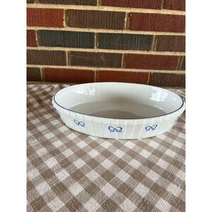 Vintage 13" Vista Alegre EMA Portugal Blue Ribbon Oval Baker